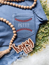Load image into Gallery viewer, Custom✨ Baseball Stitches & Name // Comfort Colors Pocket Tee