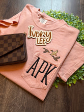 Load image into Gallery viewer, Custom✨ Ducks + Initials🖤🦆 // Comfort Colors Pocket Tee