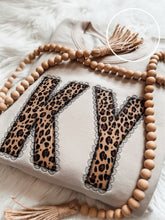 Load image into Gallery viewer, Leopard/Tan Faux Lace Appliqué Sweatshirt🖤