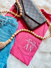 Load image into Gallery viewer, Your Colors✨ Comfort Colors Pocket Tee // Bow + Two Initials