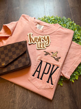 Load image into Gallery viewer, Custom✨ Ducks + Initials🖤🦆 // Comfort Colors Pocket Tee
