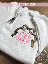 Load image into Gallery viewer, Pink + Camo Bow Monogram Sweatshirt / Tee / Zip