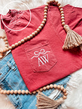 Load image into Gallery viewer, Your Colors✨ Comfort Colors Pocket Tee // Bow + Two Initials