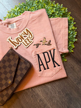 Load image into Gallery viewer, Custom✨ Ducks + Initials🖤🦆 // Comfort Colors Pocket Tee
