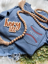 Load image into Gallery viewer, Custom✨ Baseball Stitches &amp; Name // Comfort Colors Pocket Tee

