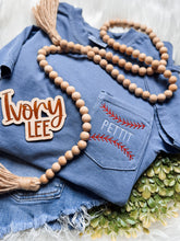 Load image into Gallery viewer, Custom✨ Baseball Stitches &amp; Name // Comfort Colors Pocket Tee

