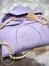 Load image into Gallery viewer, Lilac Dreams Bow + Initial Hoodie 💜☁️💫
