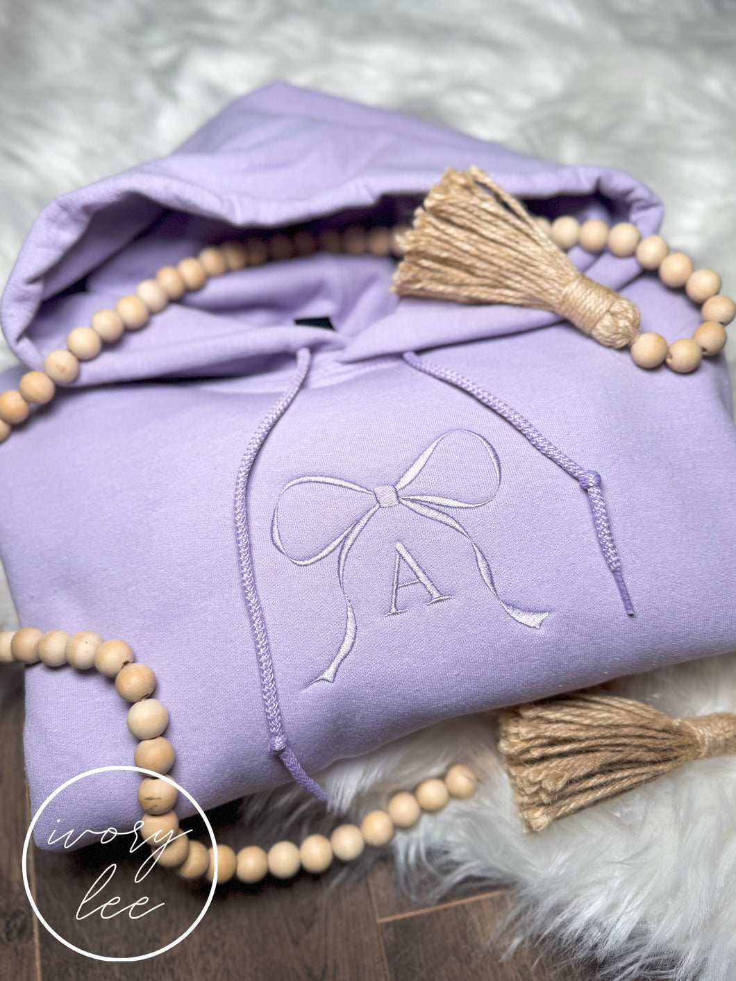 Lilac Dreams Bow + Initial Hoodie 💜☁️💫