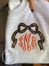 Load image into Gallery viewer, Pink + Camo Bow Monogram Sweatshirt / Tee / Zip

