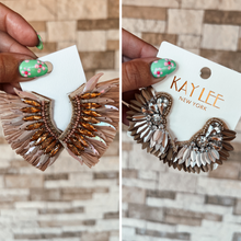 Load image into Gallery viewer, Jeweled Feather Earrings
